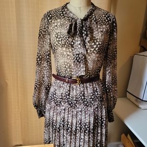 Tie front long sleeve midi REMELLE dress